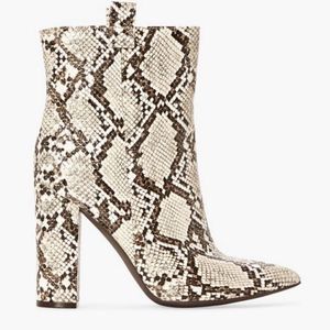 Snake Pattern Block Heeled Bootie
